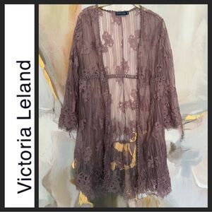 Victoria Leland Lace Open Front Duster